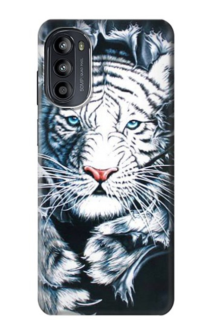 S0265 White Tiger Hülle Schutzhülle Taschen für Motorola Moto G52, G82 5G