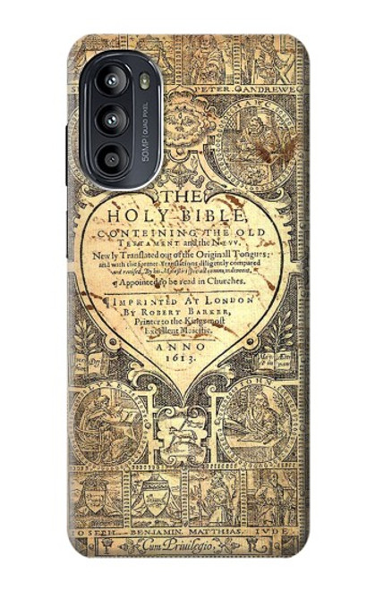 S0330 Bible Page Hülle Schutzhülle Taschen für Motorola Moto G52, G82 5G
