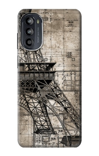 S3416 Eiffel Tower Blueprint Hülle Schutzhülle Taschen für Motorola Moto G52, G82 5G