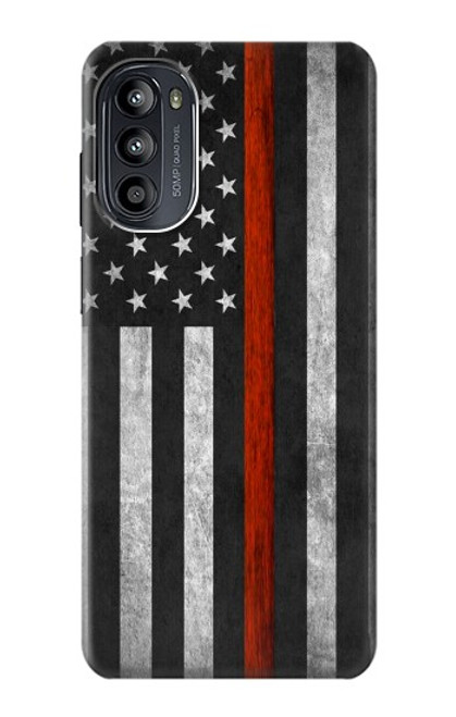 S3472 Firefighter Thin Red Line Flag Hülle Schutzhülle Taschen für Motorola Moto G52, G82 5G