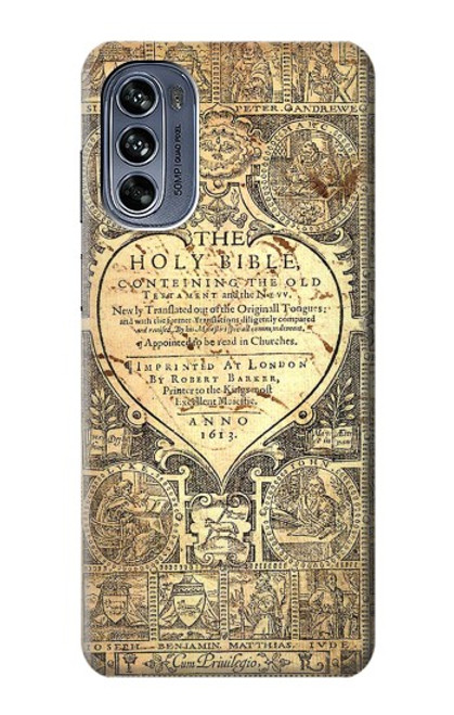 S0330 Bible Page Hülle Schutzhülle Taschen für Motorola Moto G62 5G