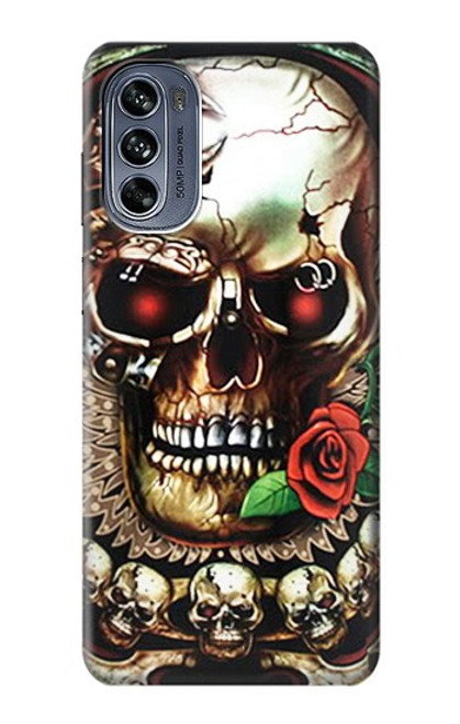 S0753 Skull Wing Rose Punk Hülle Schutzhülle Taschen für Motorola Moto G62 5G