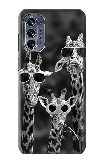 S2327 Giraffes With Sunglasses Hülle Schutzhülle Taschen für Motorola Moto G62 5G