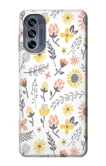 S2354 Pastel Flowers Pattern Hülle Schutzhülle Taschen für Motorola Moto G62 5G