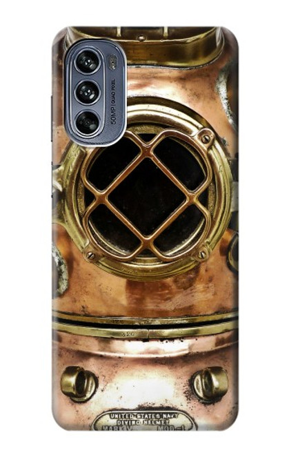 S2412 Vintage Deep Sea Diving Helmet Hülle Schutzhülle Taschen für Motorola Moto G62 5G