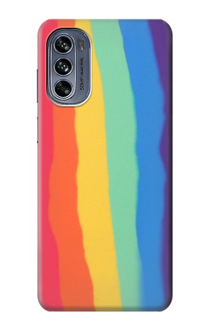 S3799 Cute Vertical Watercolor Rainbow Hülle Schutzhülle Taschen für Motorola Moto G62 5G