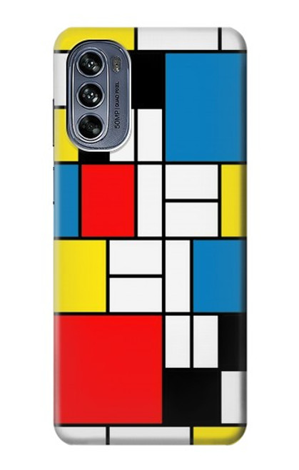 S3814 Piet Mondrian Line Art Composition Hülle Schutzhülle Taschen für Motorola Moto G62 5G