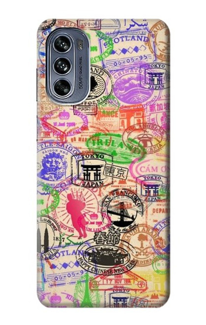 S3904 Travel Stamps Hülle Schutzhülle Taschen für Motorola Moto G62 5G