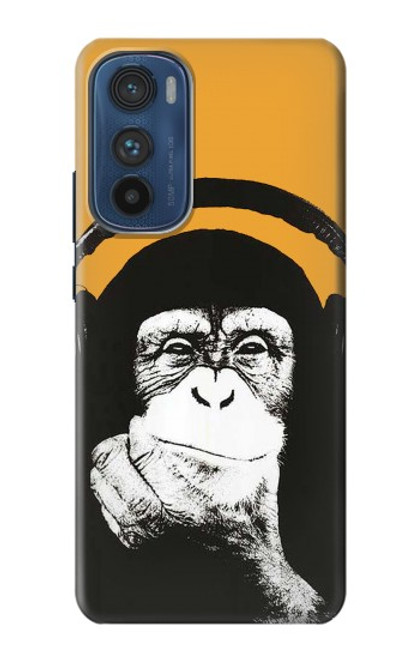 S2324 Funny Monkey with Headphone Pop Music Hülle Schutzhülle Taschen für Motorola Edge 30