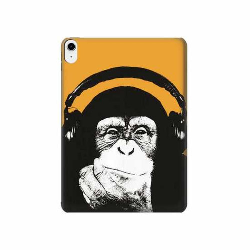 S2324 Funny Monkey with Headphone Pop Music Hülle Schutzhülle Taschen für iPad 10.9 (2022)