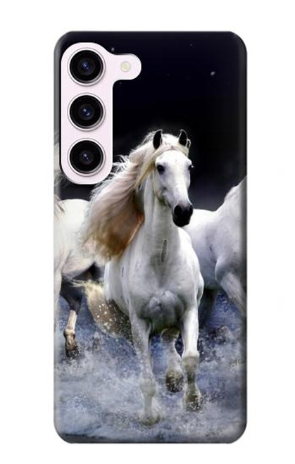 S0246 White Horse Hülle Schutzhülle Taschen für Samsung Galaxy S23