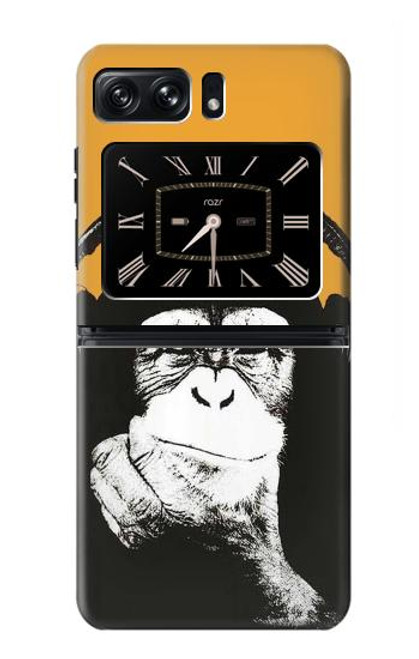 S2324 Funny Monkey with Headphone Pop Music Hülle Schutzhülle Taschen für Motorola Moto Razr 2022