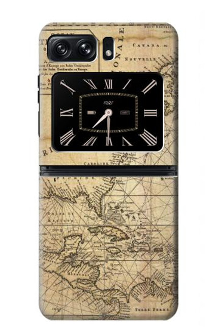 S2506 Exploration North America Map Hülle Schutzhülle Taschen für Motorola Moto Razr 2022