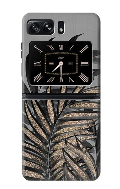 S3692 Gray Black Palm Leaves Hülle Schutzhülle Taschen für Motorola Moto Razr 2022