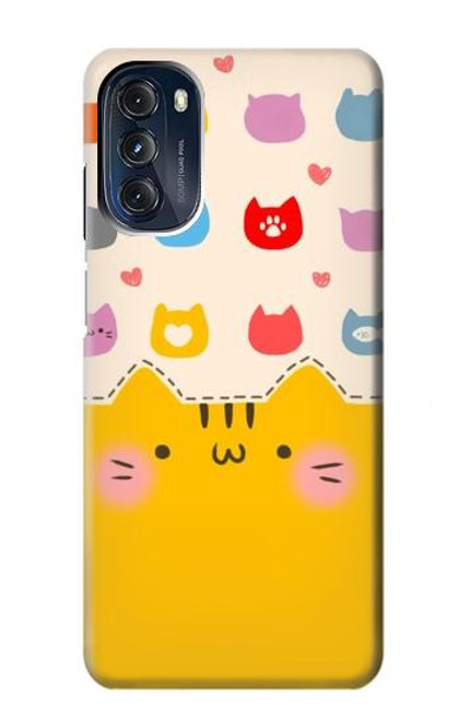 S2442 Cute Cat Cartoon Funny Hülle Schutzhülle Taschen für Motorola Moto G 5G (2023)