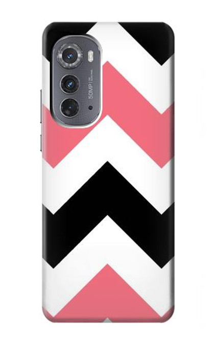 S1849 Pink Black Chevron Zigzag Hülle Schutzhülle Taschen für Motorola Edge (2022)