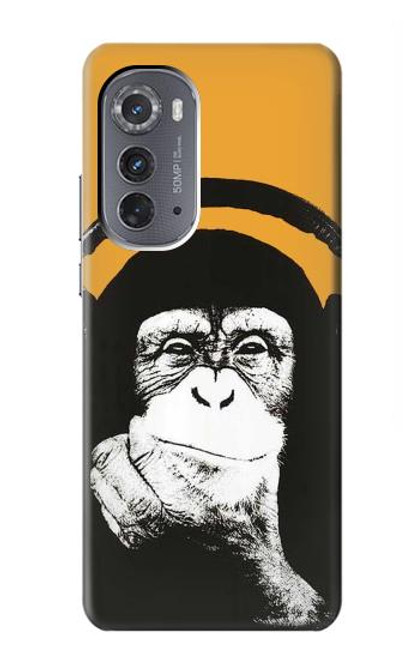 S2324 Funny Monkey with Headphone Pop Music Hülle Schutzhülle Taschen für Motorola Edge (2022)