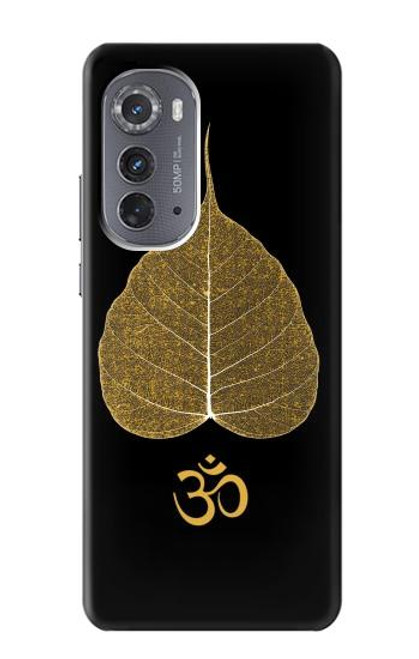 S2331 Gold Leaf Buddhist Om Symbol Hülle Schutzhülle Taschen für Motorola Edge (2022)