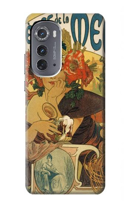 S2740 Alphonse Mucha Bieres De La Muse Hülle Schutzhülle Taschen für Motorola Edge (2022)