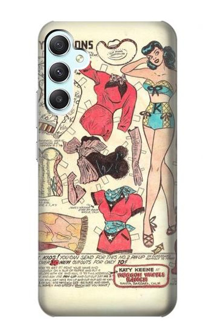 S3820 Vintage Cowgirl Fashion Paper Doll Hülle Schutzhülle Taschen für Samsung Galaxy A34 5G