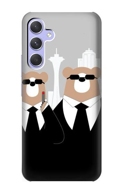 S3557 Bear in Black Suit Hülle Schutzhülle Taschen für Samsung Galaxy A54 5G