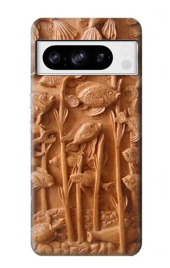 S1307 Fish Wood Carving Graphic Printed Hülle Schutzhülle Taschen für Google Pixel 8 pro