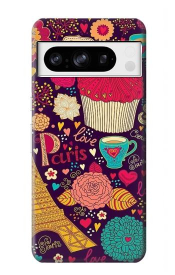 S2353 Paris Cartoon Vintage Pattern Hülle Schutzhülle Taschen für Google Pixel 8 pro