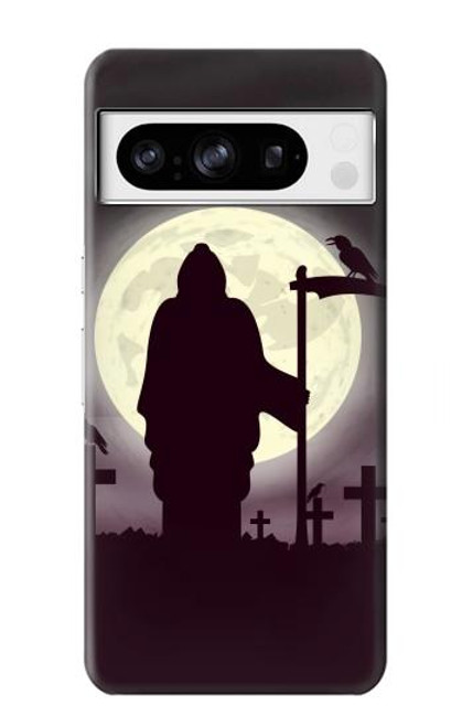 S3262 Grim Reaper Night Moon Cemetery Hülle Schutzhülle Taschen für Google Pixel 8 pro