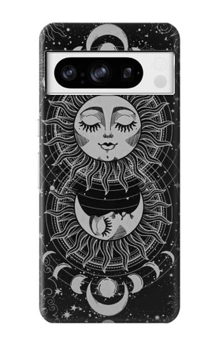 S3854 Mystical Sun Face Crescent Moon Hülle Schutzhülle Taschen für Google Pixel 8 pro