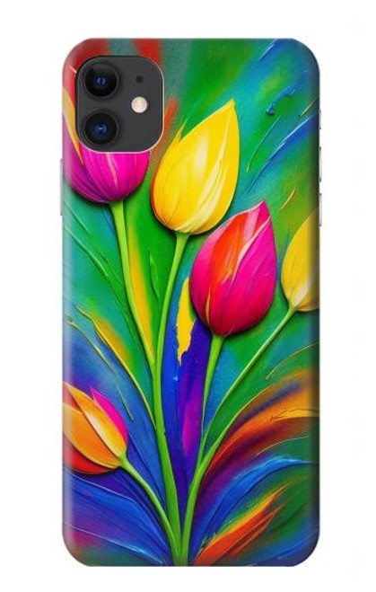 S3926 Colorful Tulip Oil Painting Hülle Schutzhülle Taschen für iPhone 11