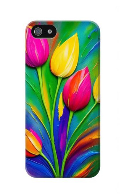 S3926 Colorful Tulip Oil Painting Hülle Schutzhülle Taschen für iPhone 5 5S SE