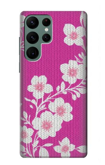 S3924 Cherry Blossom Pink Background Hülle Schutzhülle Taschen für Samsung Galaxy S22 Ultra