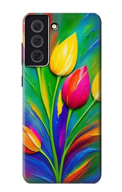 S3926 Colorful Tulip Oil Painting Hülle Schutzhülle Taschen für Samsung Galaxy S21 FE 5G