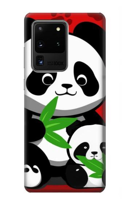 S3929 Cute Panda Eating Bamboo Hülle Schutzhülle Taschen für Samsung Galaxy S20 Ultra