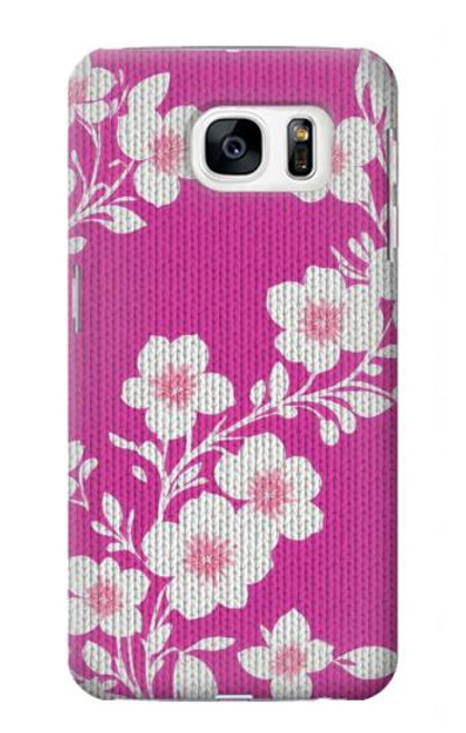 S3924 Cherry Blossom Pink Background Hülle Schutzhülle Taschen für Samsung Galaxy S7
