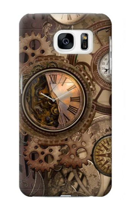 S3927 Compass Clock Gage Steampunk Hülle Schutzhülle Taschen für Samsung Galaxy S7