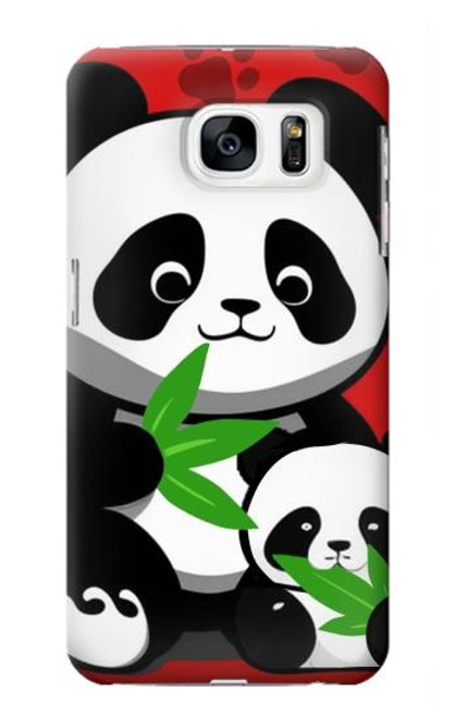 S3929 Cute Panda Eating Bamboo Hülle Schutzhülle Taschen für Samsung Galaxy S7
