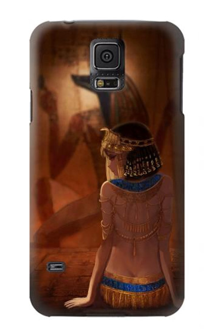 S3919 Egyptian Queen Cleopatra Anubis Hülle Schutzhülle Taschen für Samsung Galaxy S5