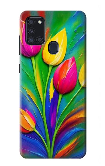 S3926 Colorful Tulip Oil Painting Hülle Schutzhülle Taschen für Samsung Galaxy A21s