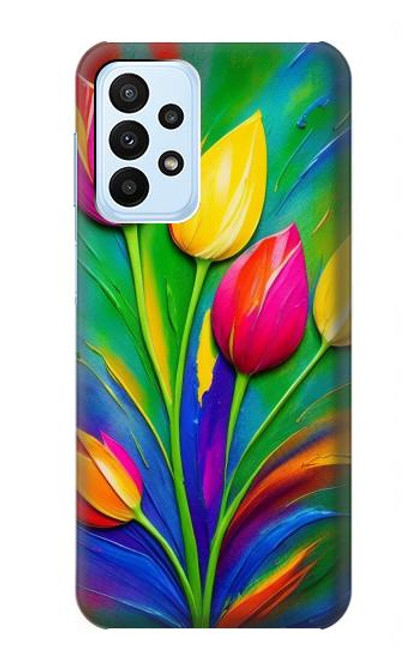 S3926 Colorful Tulip Oil Painting Hülle Schutzhülle Taschen für Samsung Galaxy A23