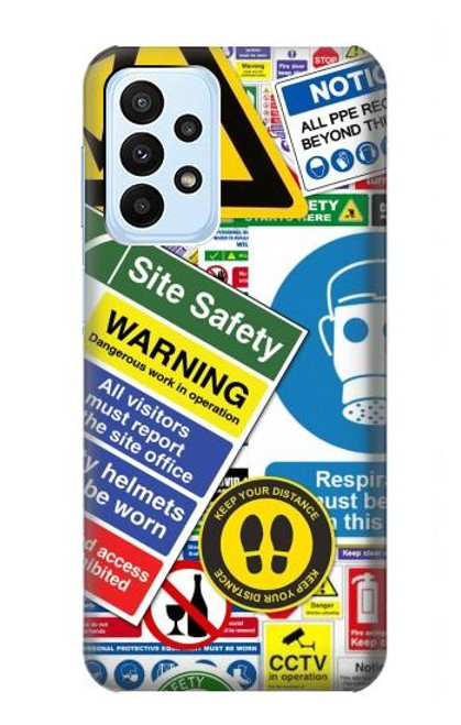 S3960 Safety Signs Sticker Collage Hülle Schutzhülle Taschen für Samsung Galaxy A23