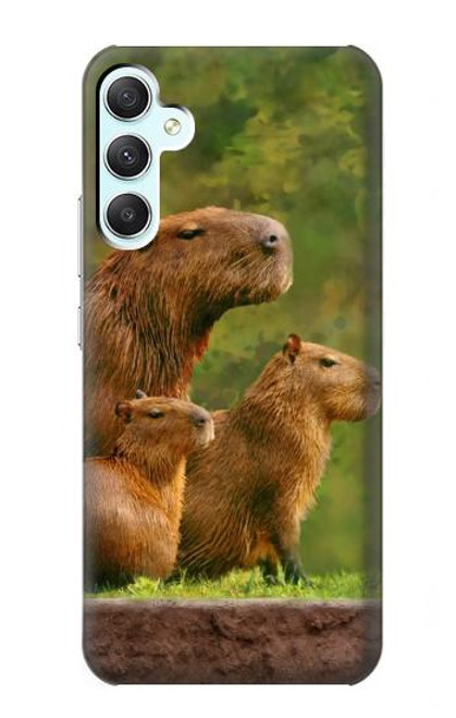 S3917 Capybara Family Giant Guinea Pig Hülle Schutzhülle Taschen für Samsung Galaxy A34 5G