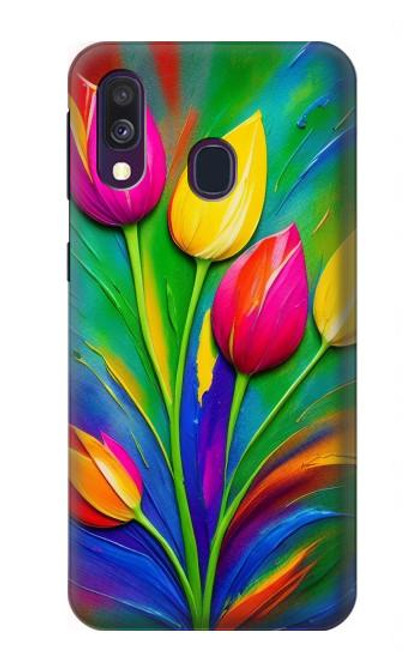 S3926 Colorful Tulip Oil Painting Hülle Schutzhülle Taschen für Samsung Galaxy A40