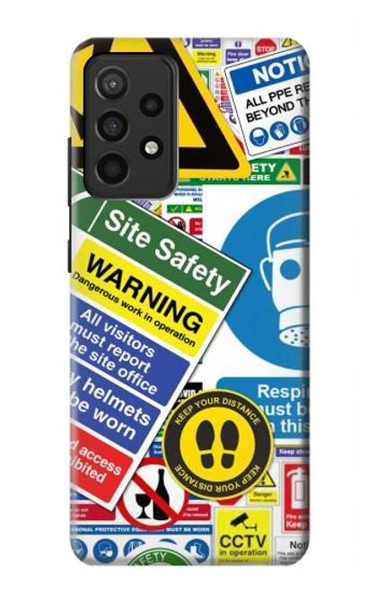 S3960 Safety Signs Sticker Collage Hülle Schutzhülle Taschen für Samsung Galaxy A52, Galaxy A52 5G