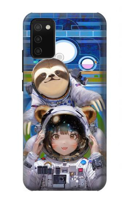 S3915 Raccoon Girl Baby Sloth Astronaut Suit Hülle Schutzhülle Taschen für Samsung Galaxy A02s, Galaxy M02s  (NOT FIT with Galaxy A02s Verizon SM-A025V)