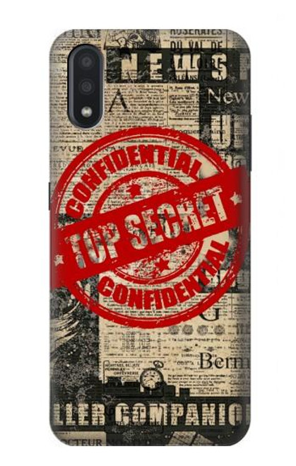 S3937 Text Top Secret Art Vintage Hülle Schutzhülle Taschen für Samsung Galaxy A01