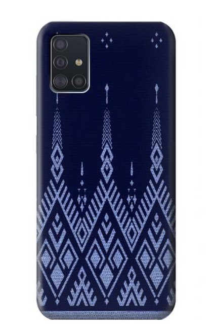 S3950 Textile Thai Blue Pattern Hülle Schutzhülle Taschen für Samsung Galaxy A51