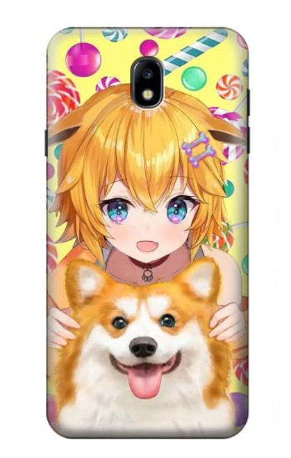 S3918 Baby Corgi Dog Corgi Girl Candy Hülle Schutzhülle Taschen für Samsung Galaxy J7 (2018), J7 Aero, J7 Top, J7 Aura, J7 Crown, J7 Refine, J7 Eon, J7 V 2nd Gen, J7 Star