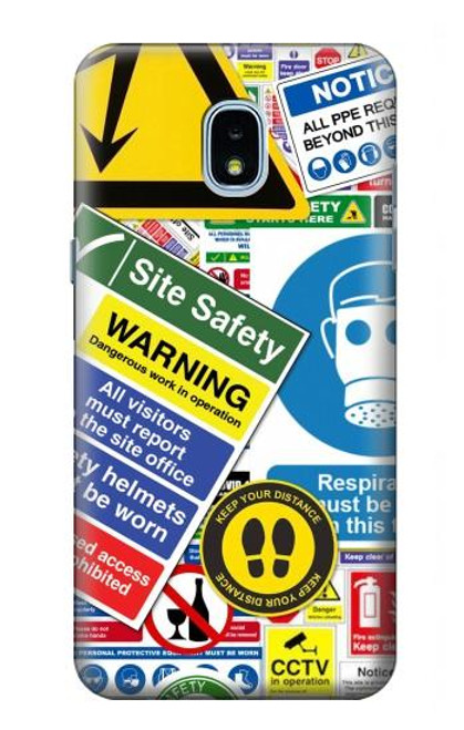 S3960 Safety Signs Sticker Collage Hülle Schutzhülle Taschen für Samsung Galaxy J3 (2018), J3 Star, J3 V 3rd Gen, J3 Orbit, J3 Achieve, Express Prime 3, Amp Prime 3