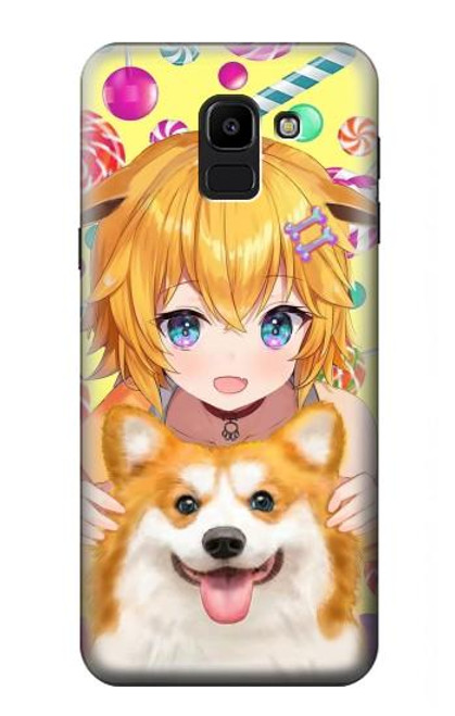 S3918 Baby Corgi Dog Corgi Girl Candy Hülle Schutzhülle Taschen für Samsung Galaxy J6 (2018)